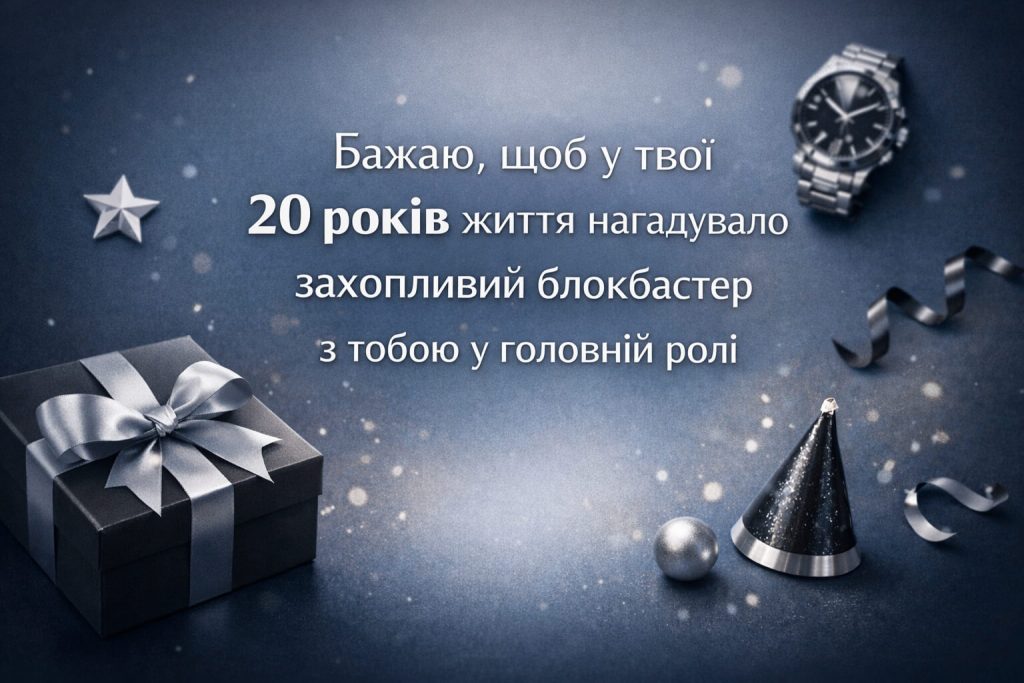 листівка з 20 річчям хлопцю приклад