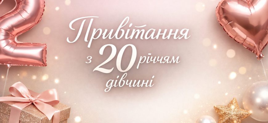 привітання з 20 річчям дівчині текст