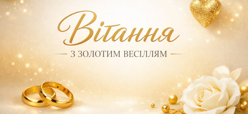 вітання з золотим весіллям листівка